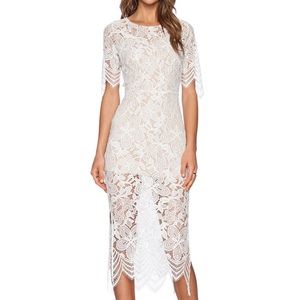 For Love and Lemons White Lace Midi Dress